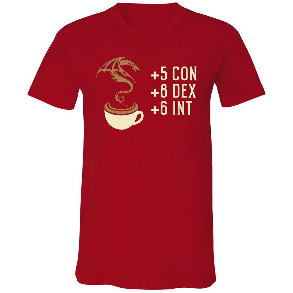Coffee Dragon Unisex V-Neck T-Shirt - Red - 3