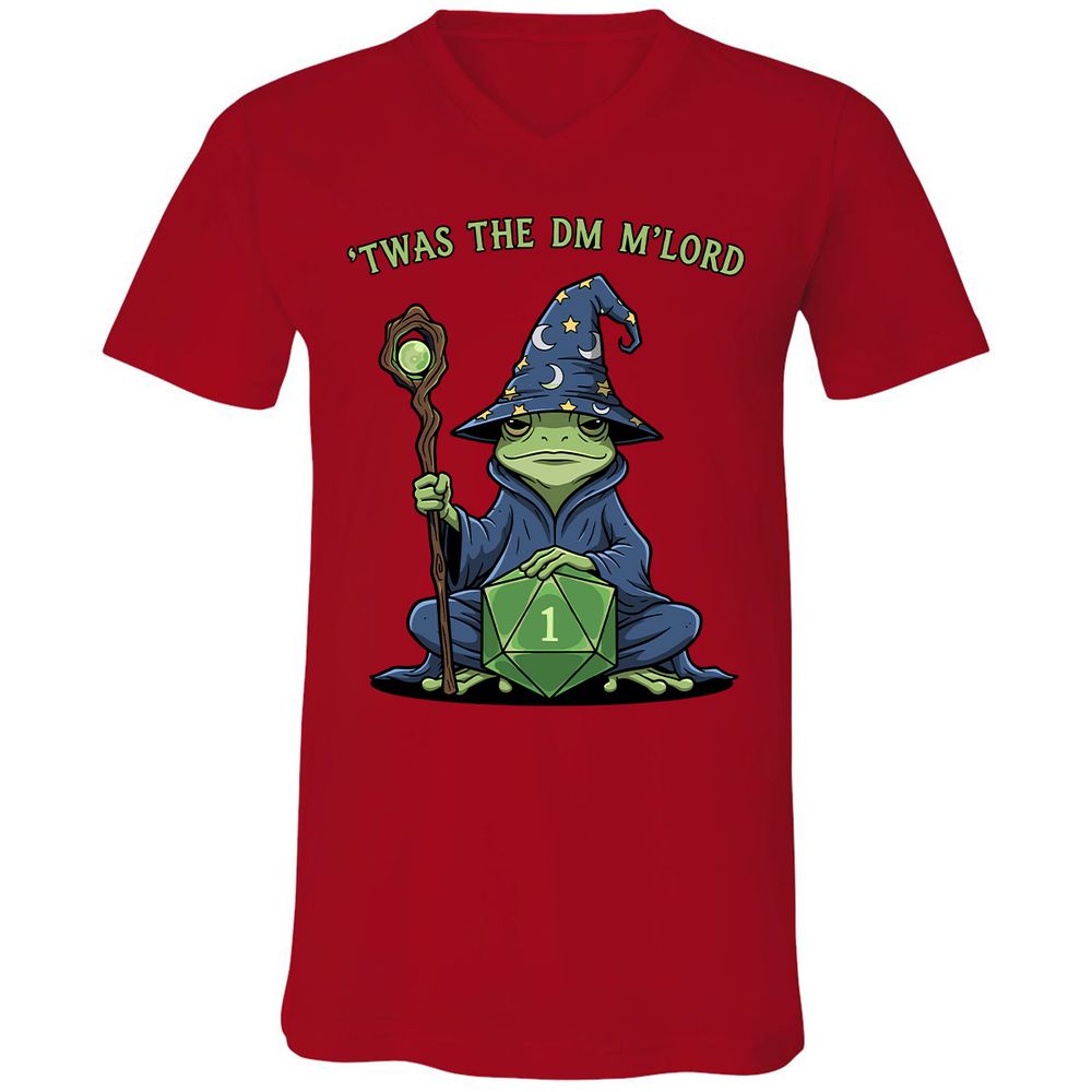 Twas the DM M’lord Unisex V-Neck T-Shirt - Red - 3
