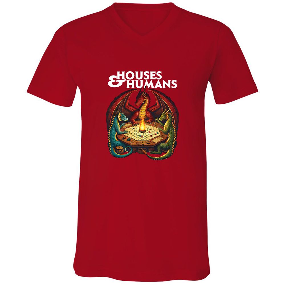 Houses & Humans Unisex V-Neck T-Shirt - Red - 3