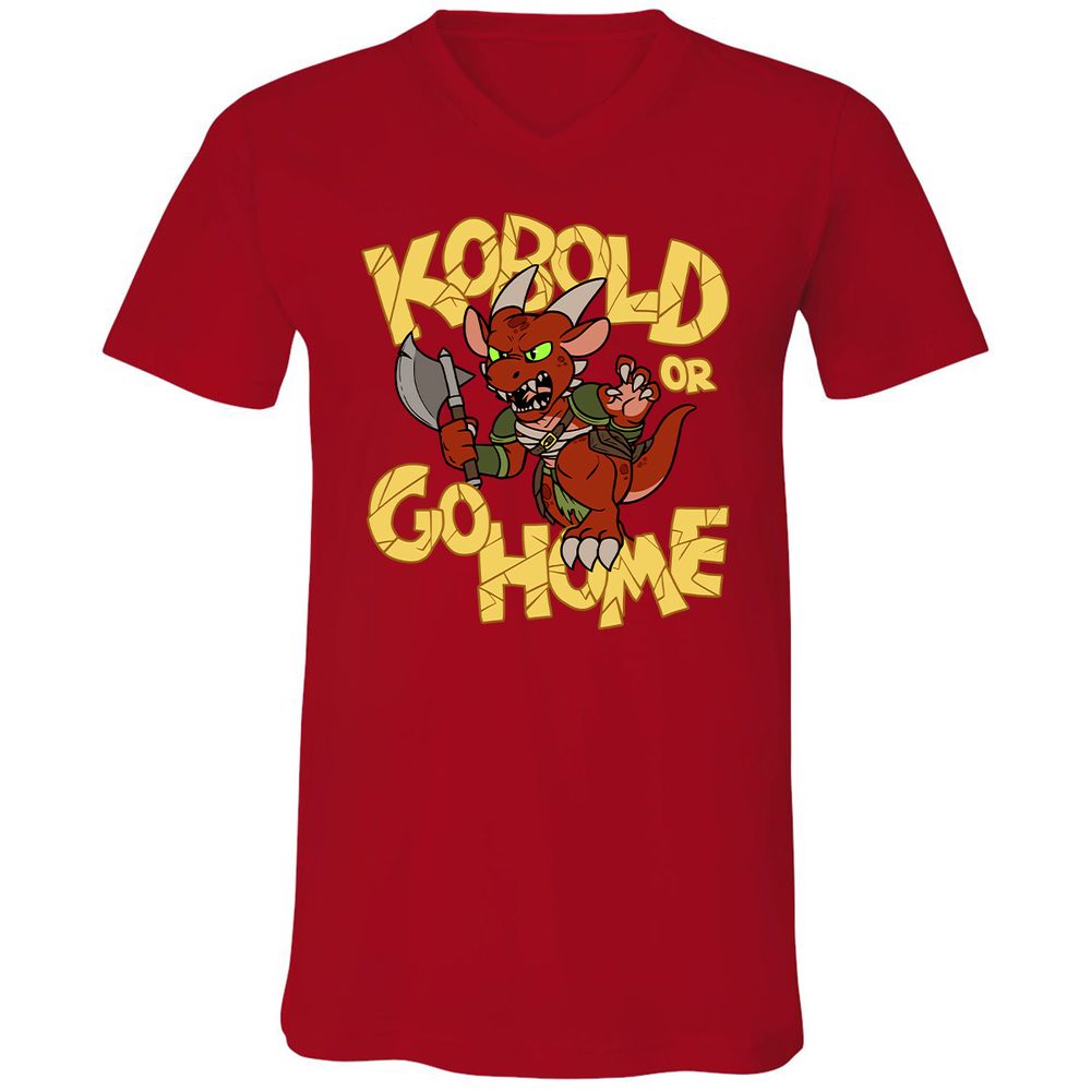 Kobold Or Go Home Unisex V-Neck T-Shirt - Red - 3