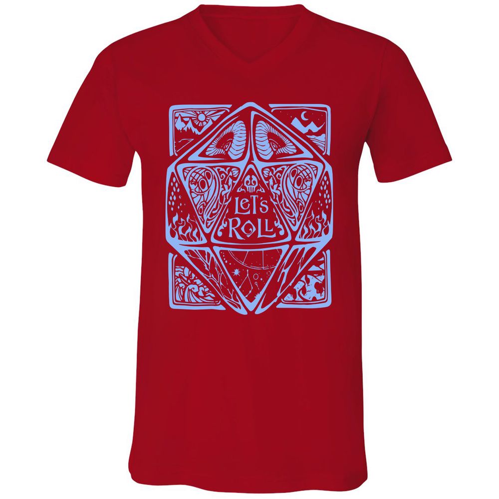 Let's Roll Unisex V-Neck T-Shirt - Red - 3