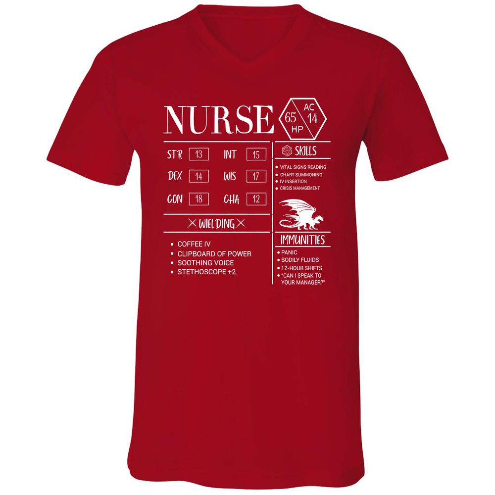 Nurse New Unisex V-Neck T-Shirt - Red - 3