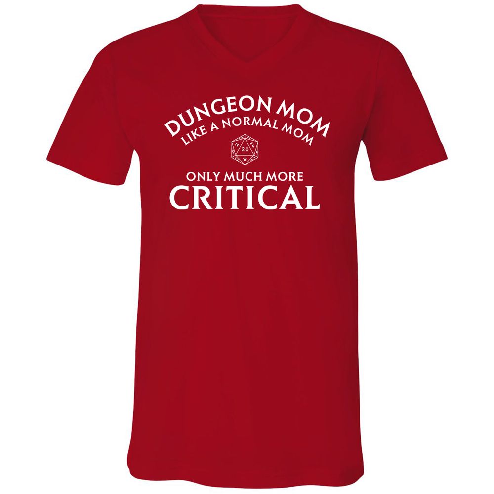 Dungeon Mom Normal Mom Unisex V-Neck T-Shirt - Red - 3