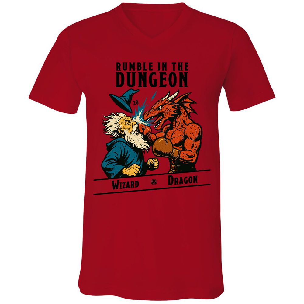 Rumble in the Dungeon Unisex V-Neck T-Shirt - Red - 3