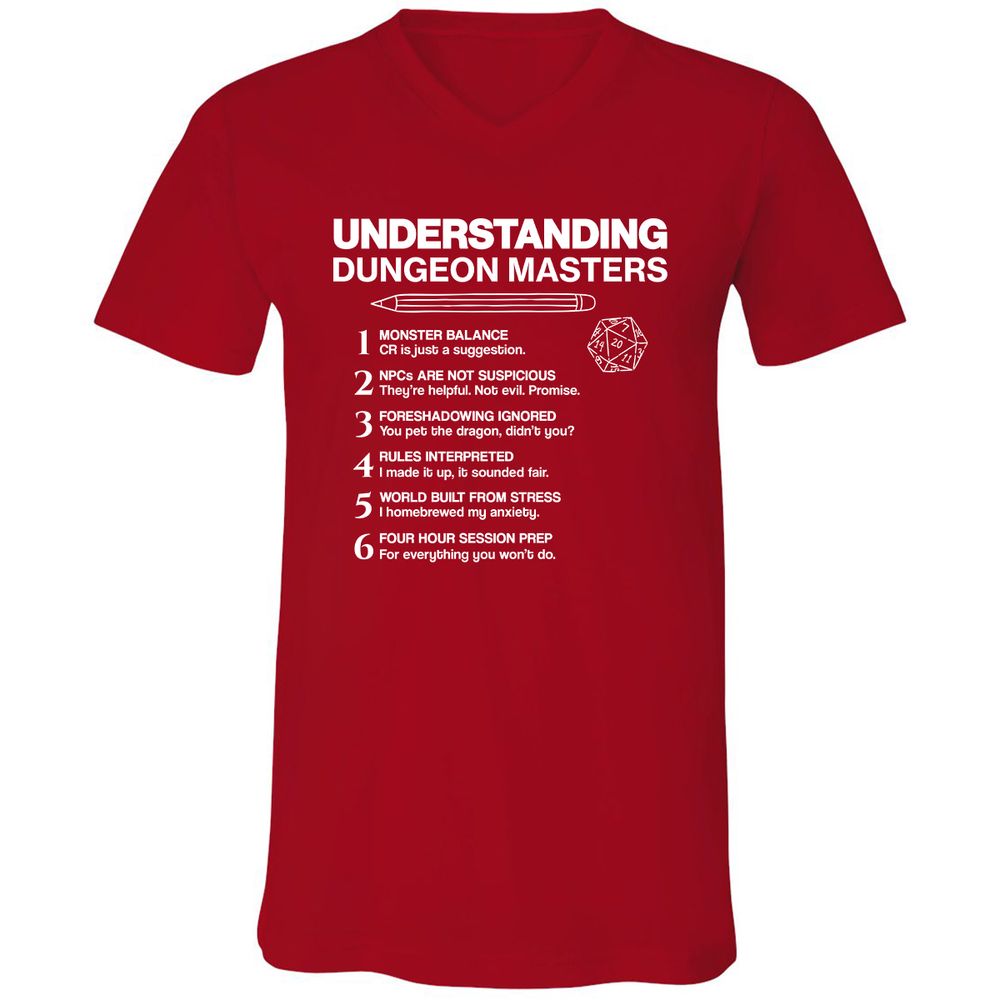 Understanding Dungeon Masters Unisex V-Neck T-Shirt - Red - 3