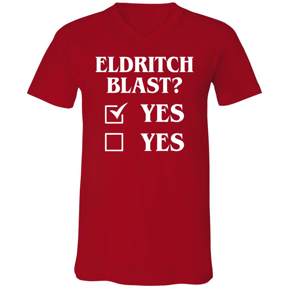 Eldritch Blast Yes Unisex V-Neck T-Shirt - Red - 3