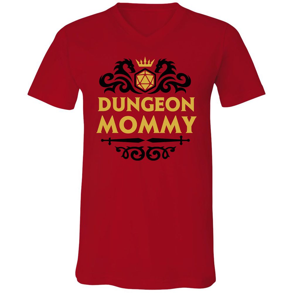 Dungeon Mommy Unisex V-Neck T-Shirt - Red - 3