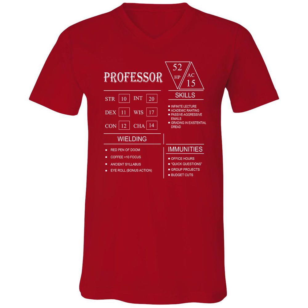 Professor New Unisex V-Neck T-Shirt - Red - 3
