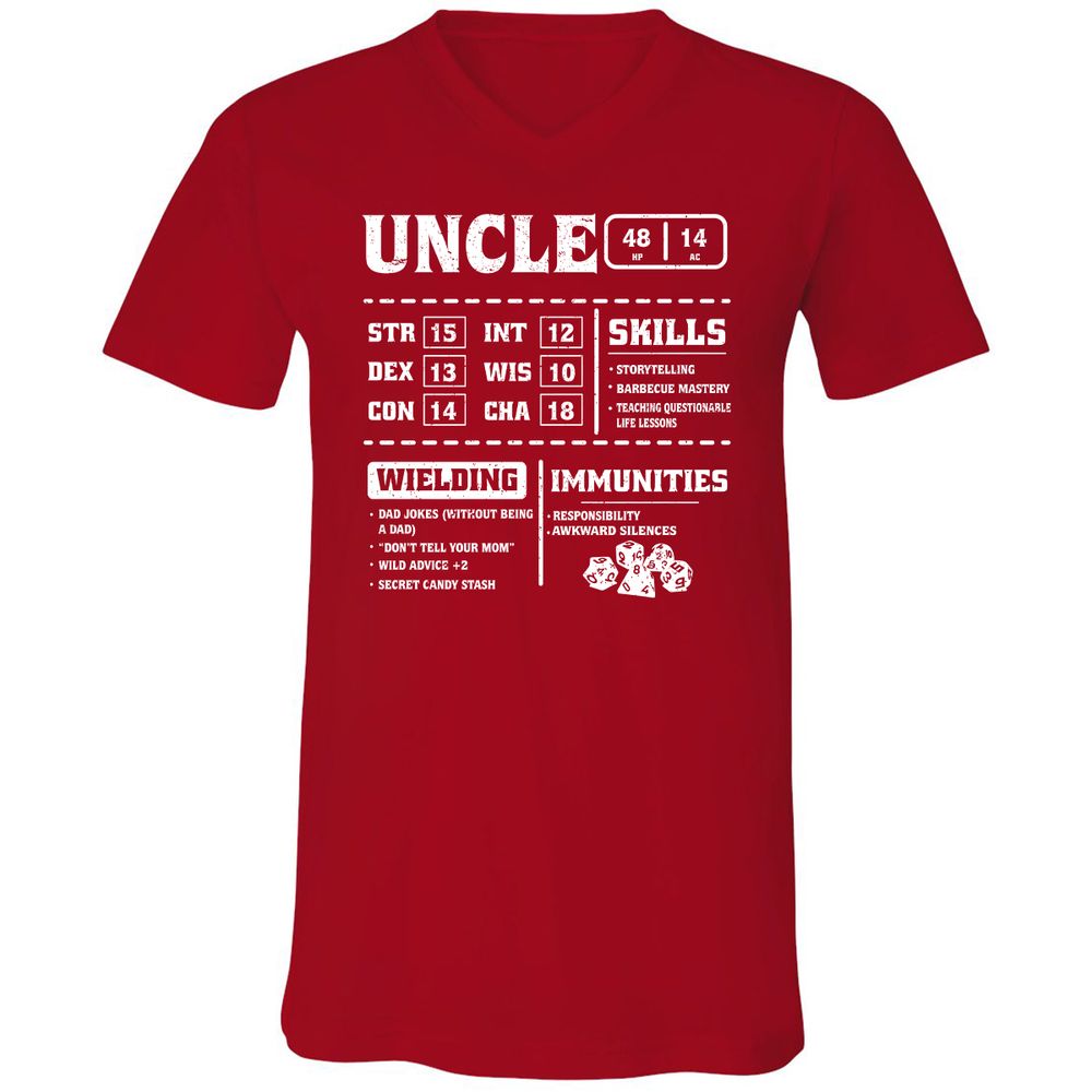 Uncle Stats Unisex V-Neck T-Shirt - Red - 3