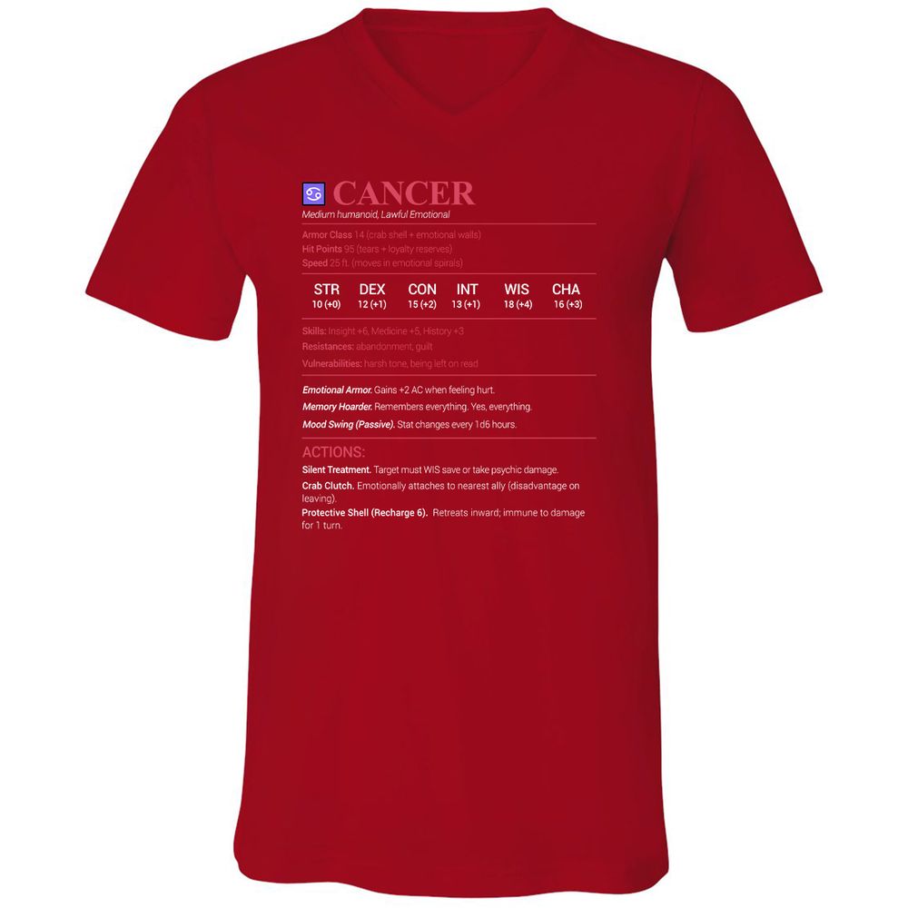 Cancer Stats Unisex V-Neck T-Shirt - Red - 3