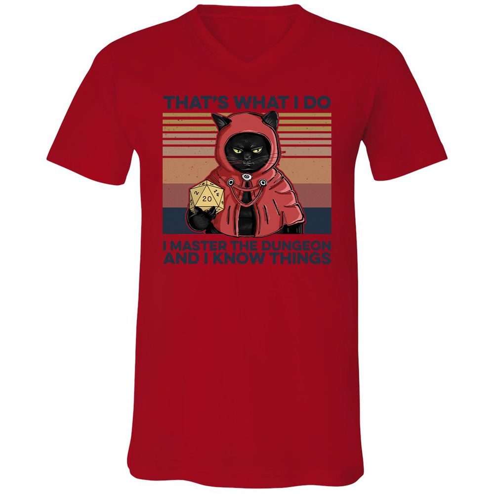 I Master The Dungeons Unisex V-Neck T-Shirt - Red - 3