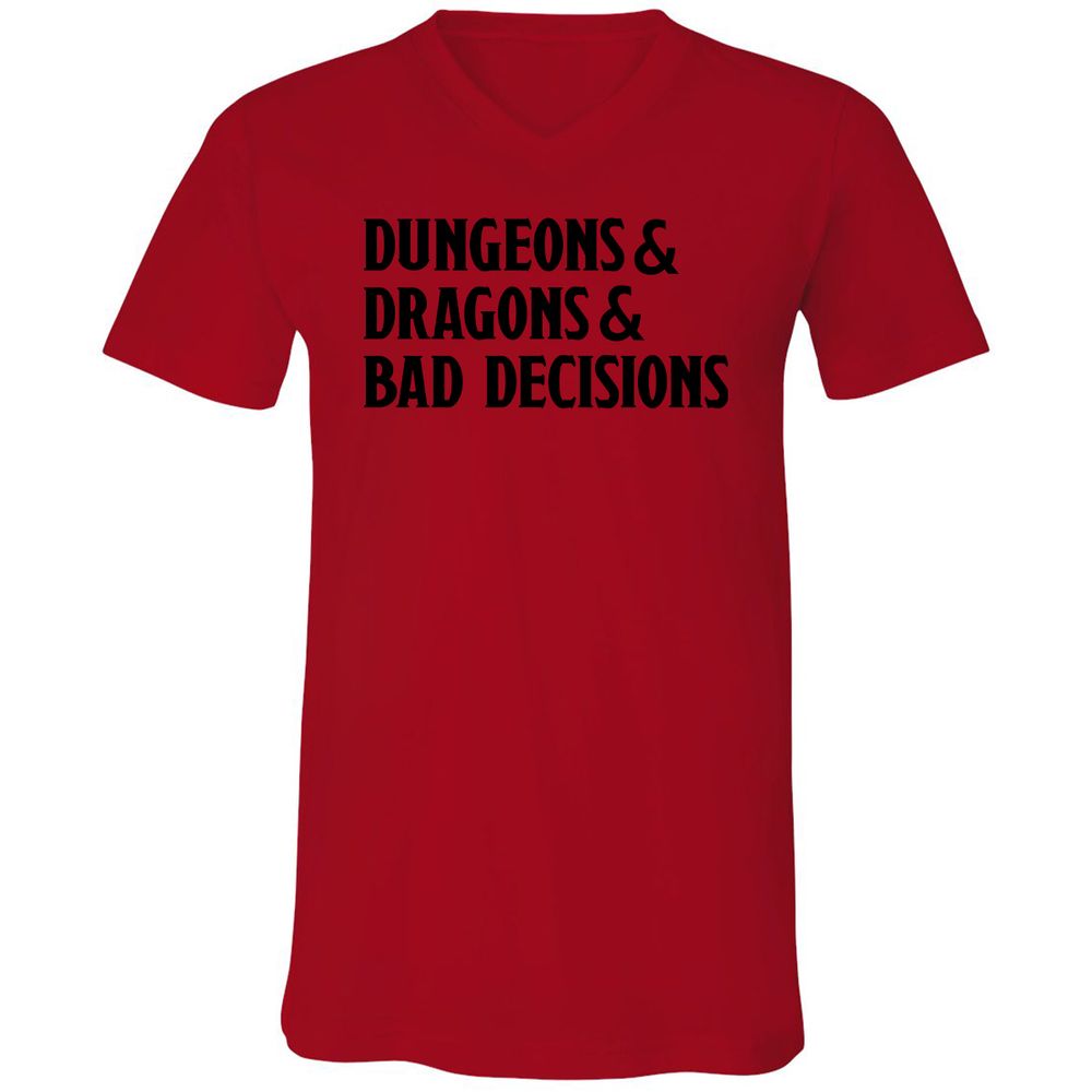 Bad Decisions Unisex V-Neck T-Shirt - Red - 3