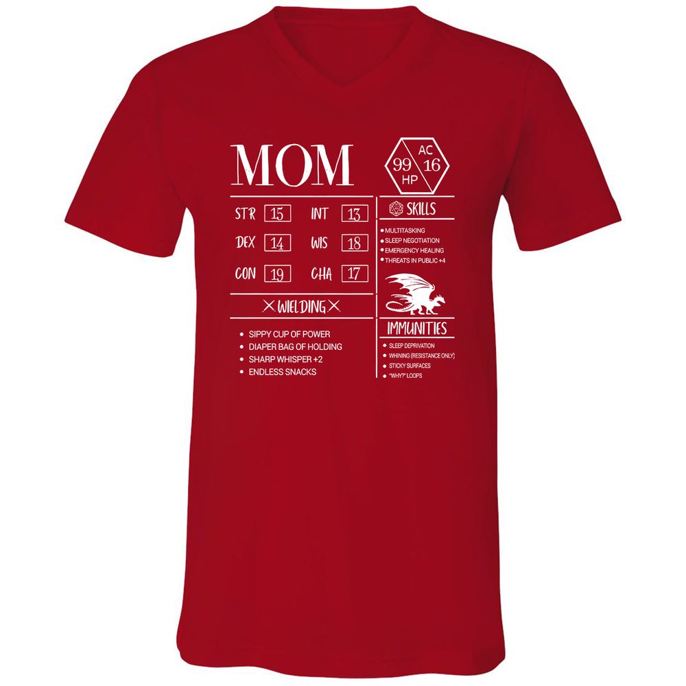Mom New Unisex V-Neck T-Shirt - Red - 3