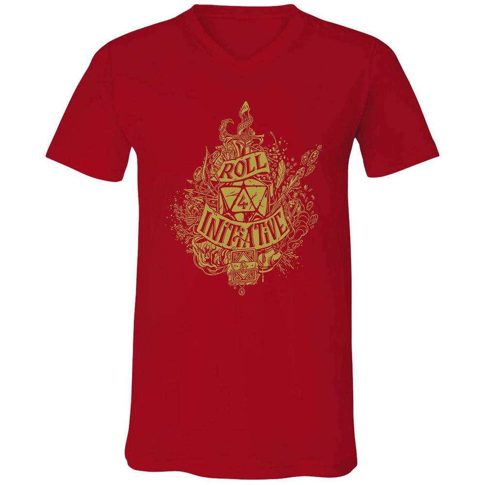 Roll Initiative Unisex V-Neck T-Shirt - Red - 3