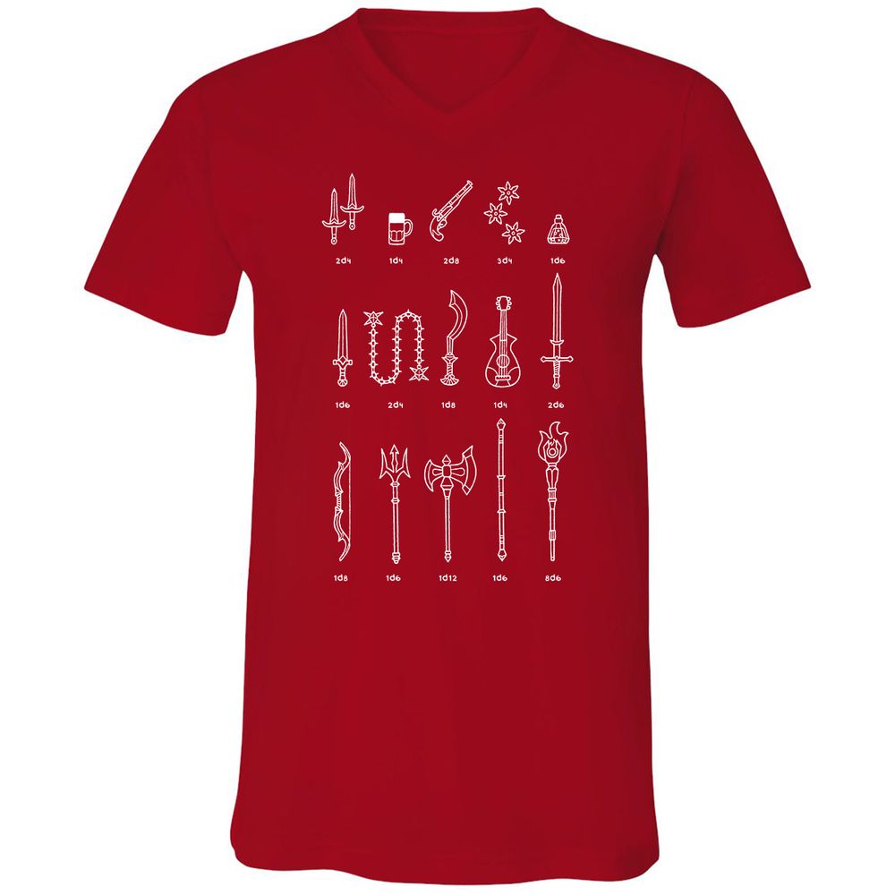 Damage Dealer RPG Unisex V-Neck T-Shirt - Red - 3