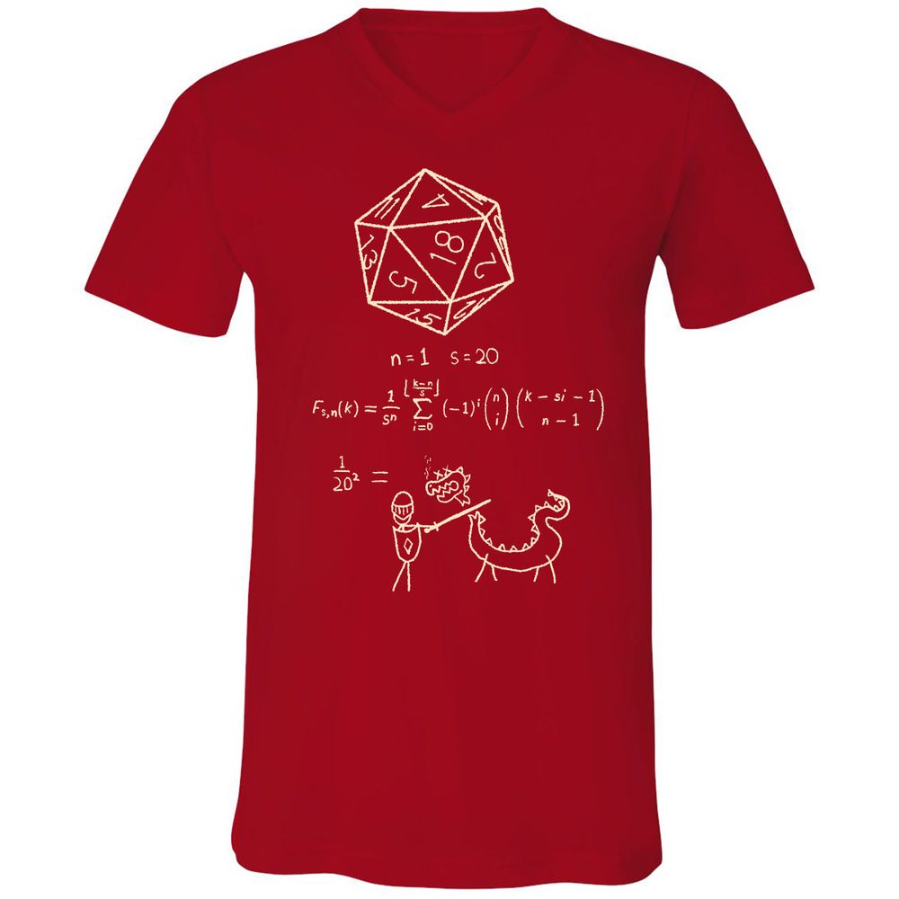 Science Of20 Sided Dice Unisex V-Neck T-Shirt - Red - 3