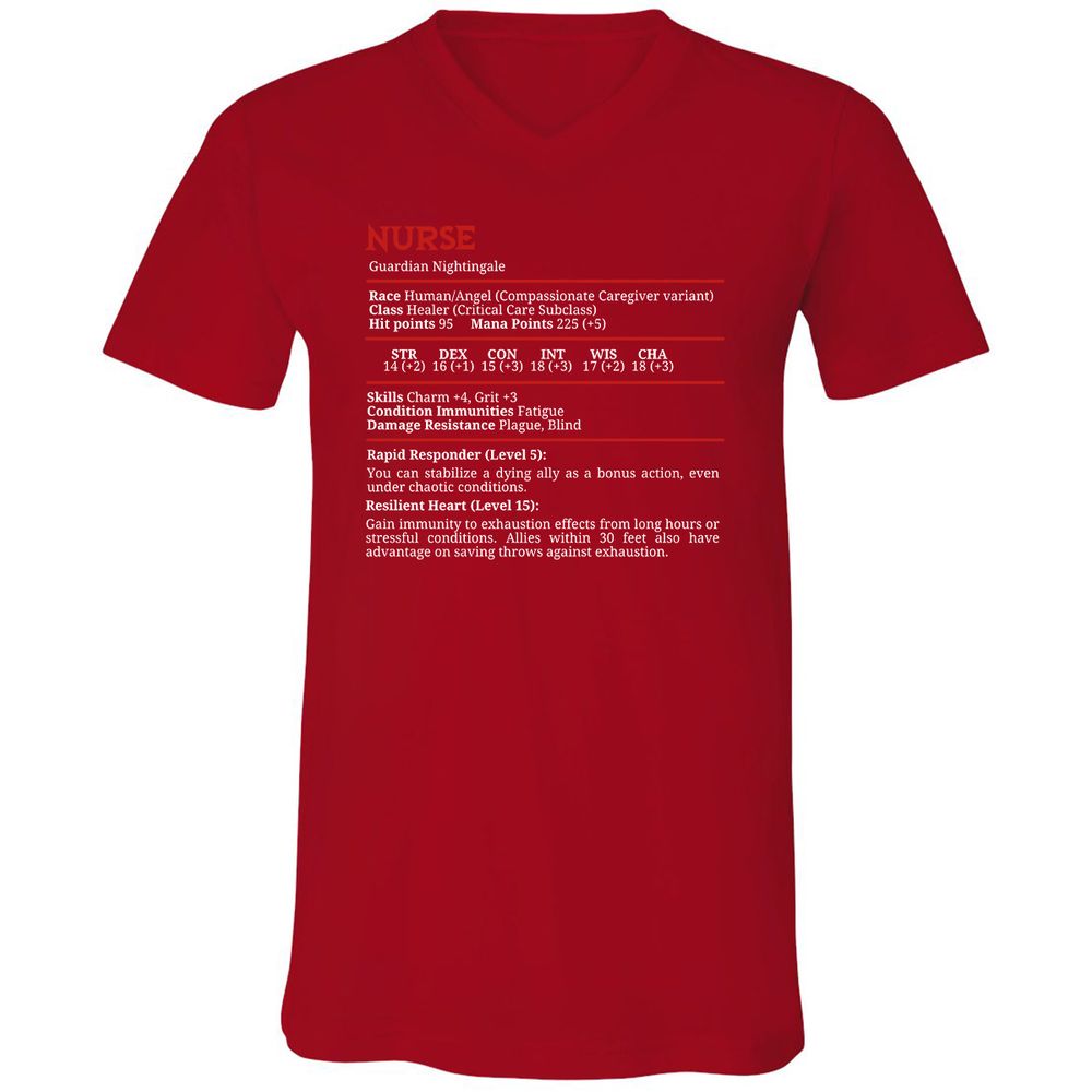 Nurse Stats Unisex V-Neck T-Shirt - Red - 3