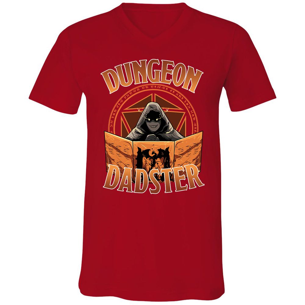 Dungeon Dadster Unisex V-Neck T-Shirt - Red - 3