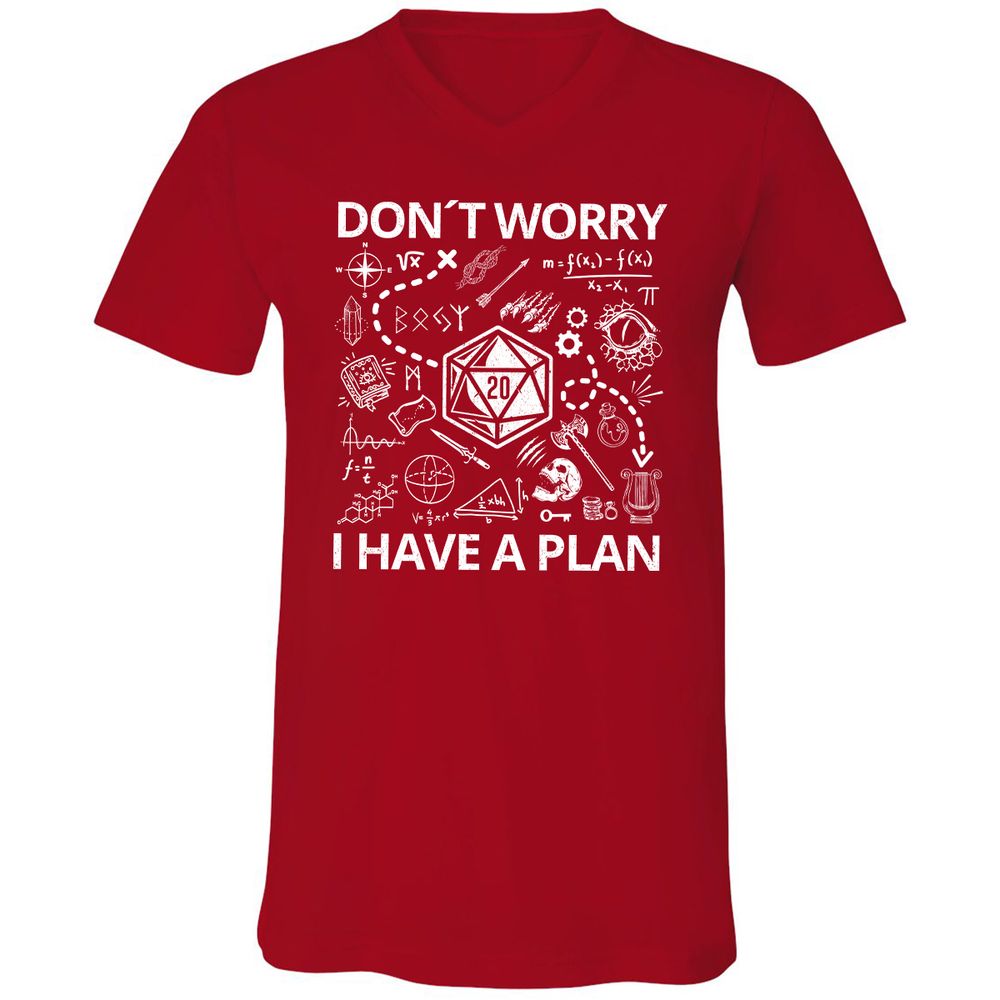 Don't Worry I Have A Plan Unisex V-Neck T-Shirt - Red - 3
