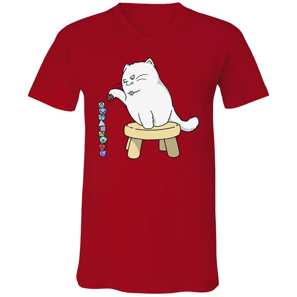 Cat Stacking Dice Unisex V-Neck T-Shirt - Red - 3
