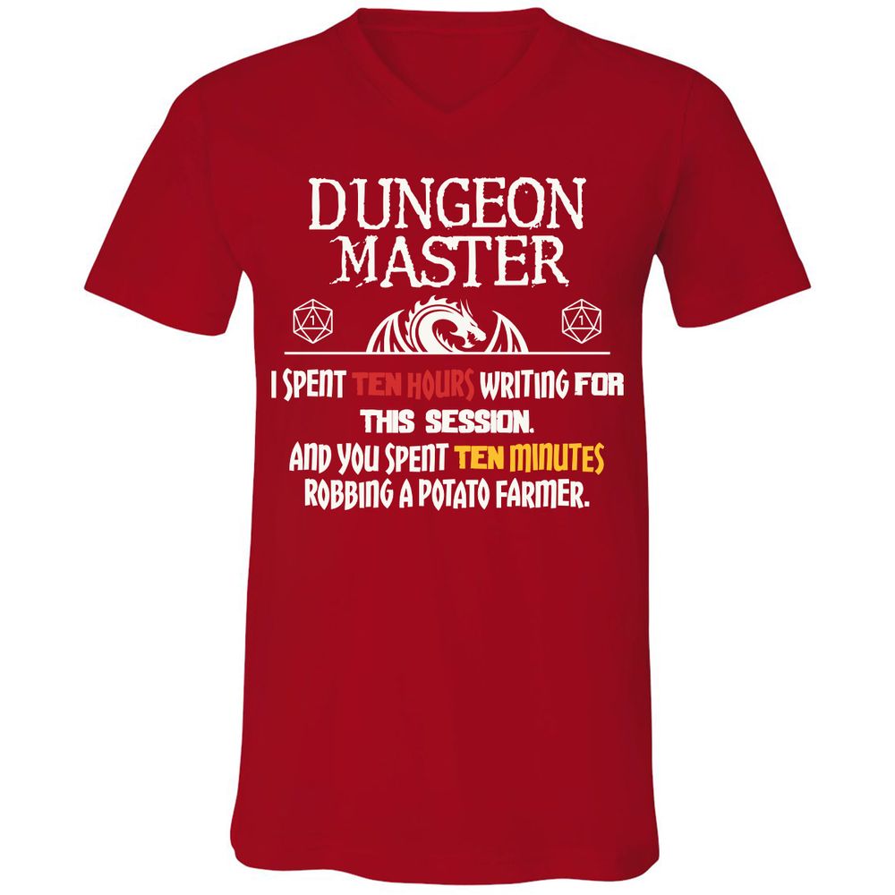 Dungeon Master Chaos Meme Unisex V-Neck T-Shirt - Red - 3