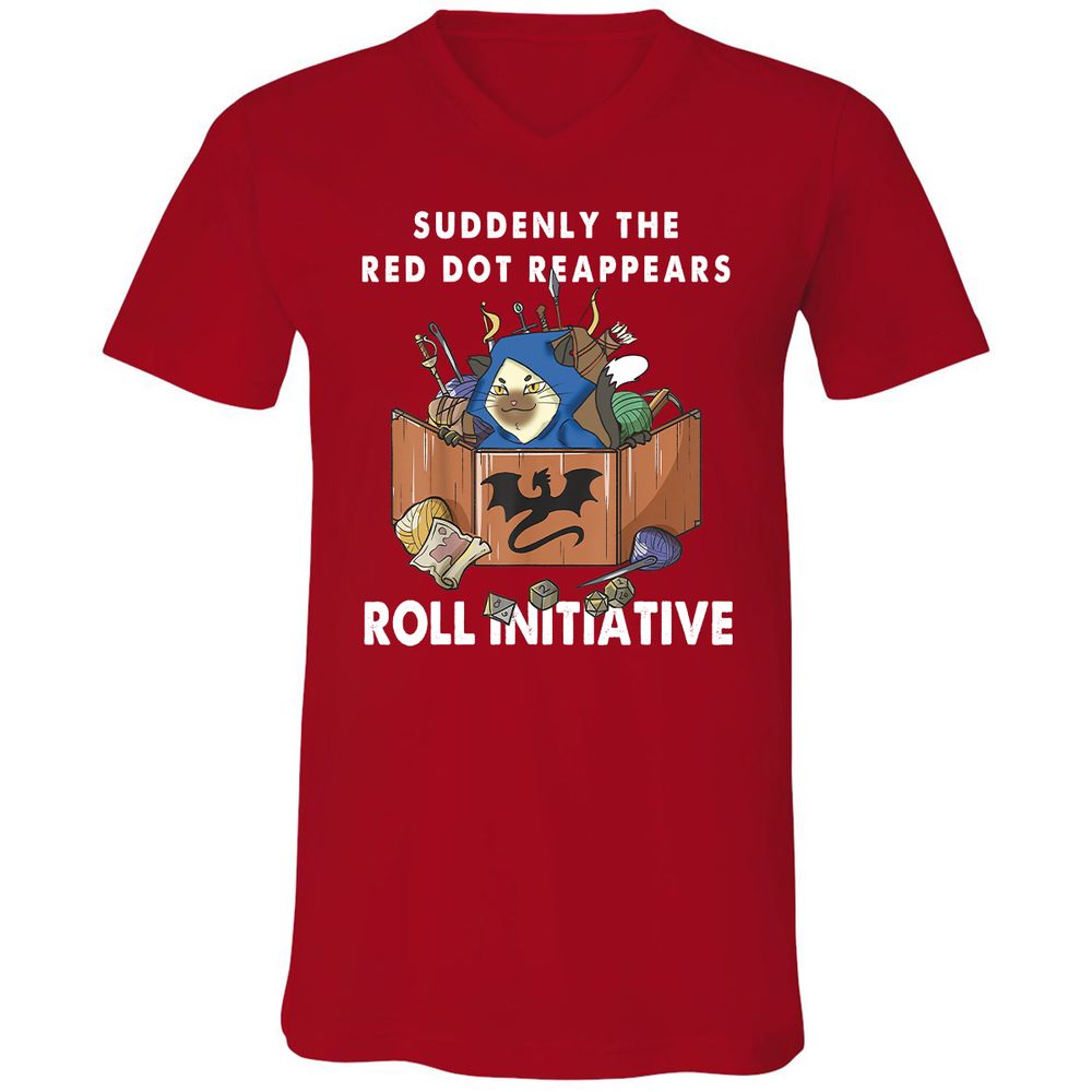 Suddenly The Red Dot Reappears Roll Initiative Unisex V-Neck T-Shirt - Red - 3