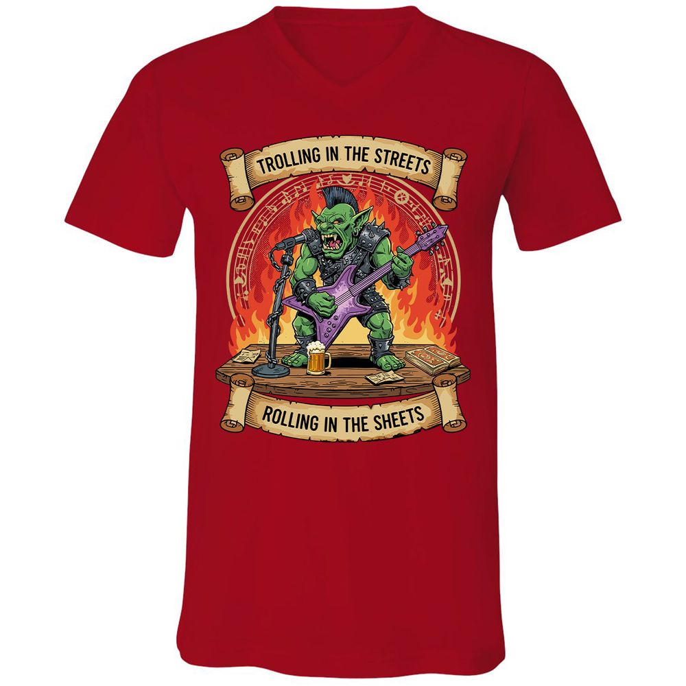 Trolling in the Streets Unisex V-Neck T-Shirt - Red - 3