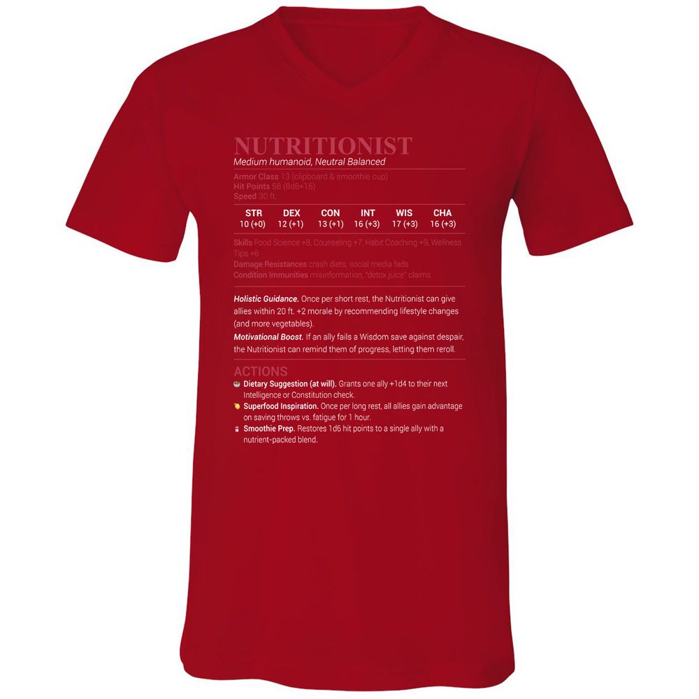 Nutritionist Unisex V-Neck T-Shirt - Red - 3