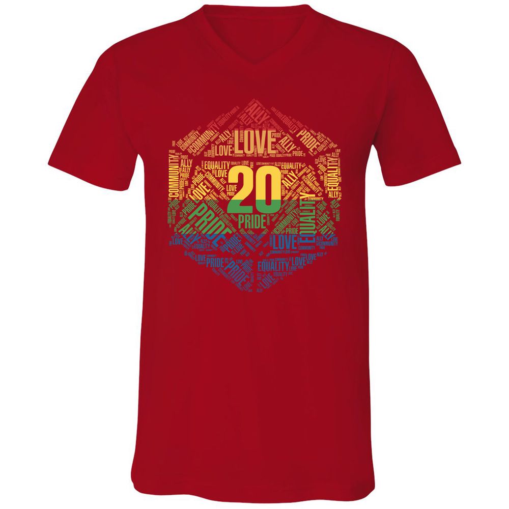 D20 Pride Unisex V-Neck T-Shirt - Red - 3