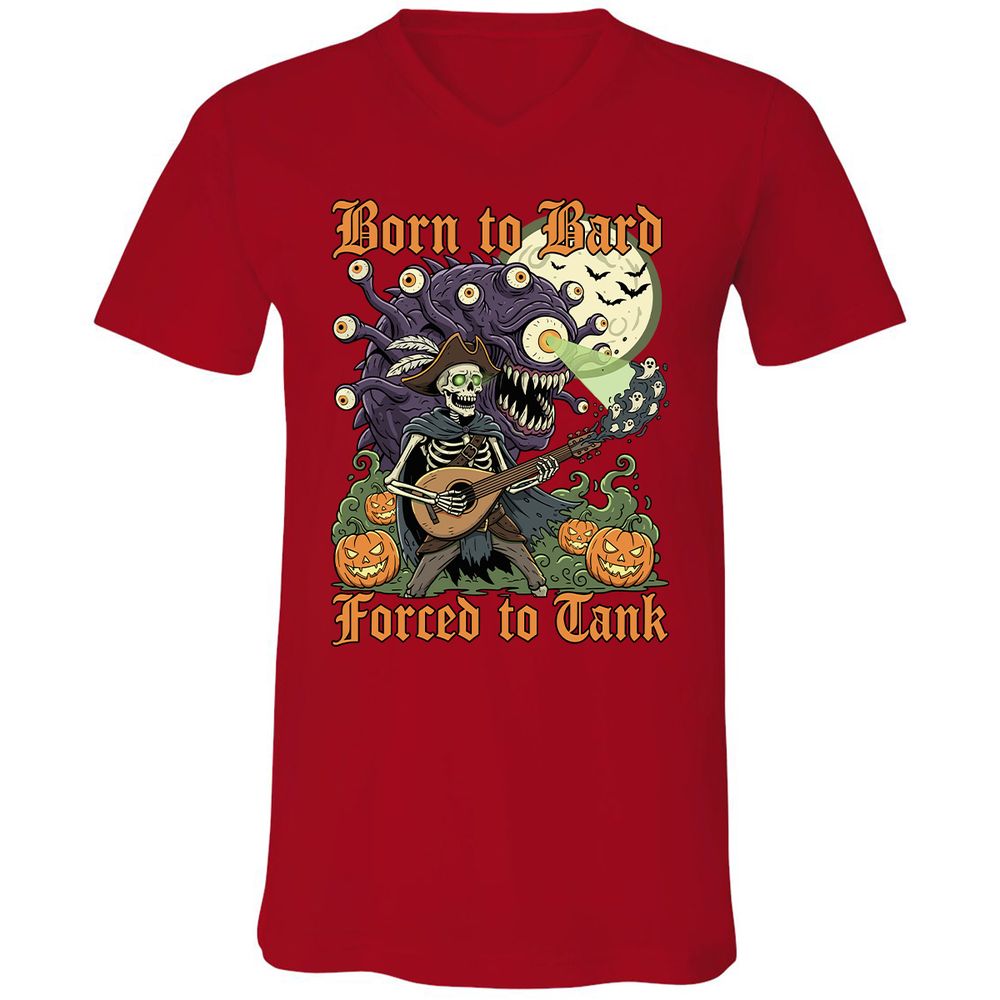Born to Bard – Forced to Tank Unisex V-Neck T-Shirt - Red - 3