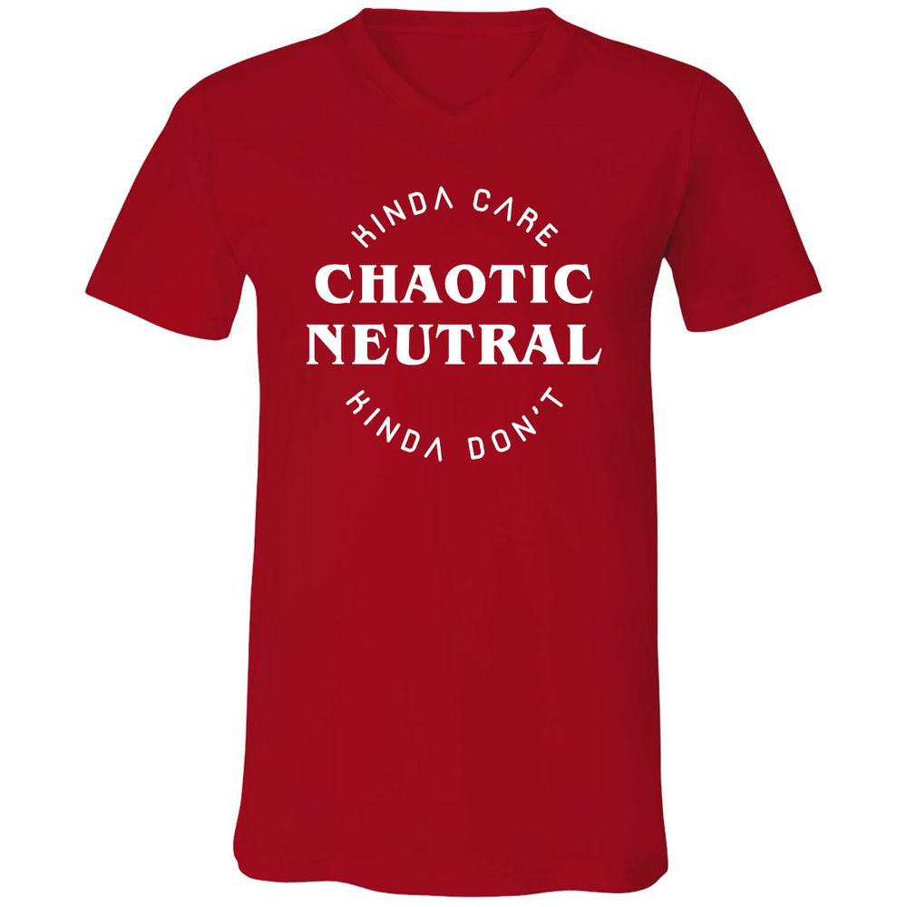 Chaotic Neutral Unisex V-Neck T-Shirt - Red - 3