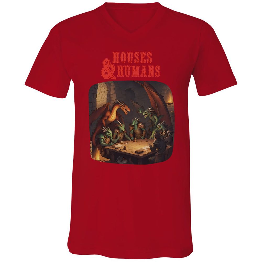 Houses And Humans Unisex V-Neck T-Shirt - Red - 3