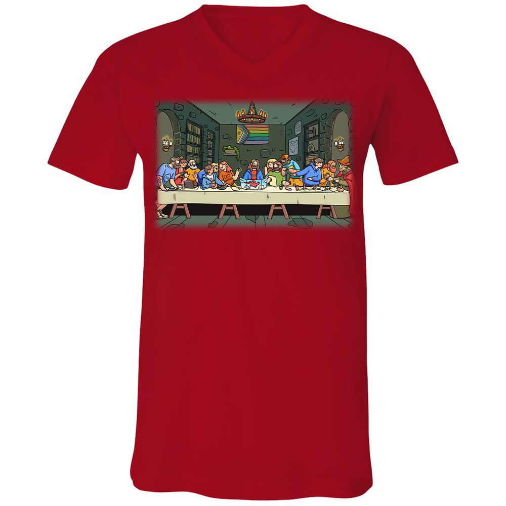 DnD Characters Pride Themed The Last Supper Shirt Unisex V-Neck T-Shirt - Red - 3