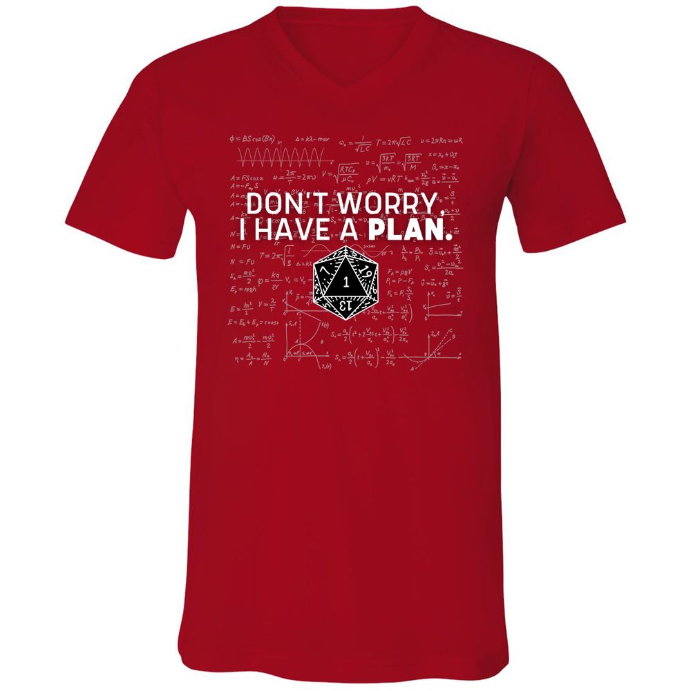 Don't Worry I Have A Plan Unisex V-Neck T-Shirt - Red - 3
