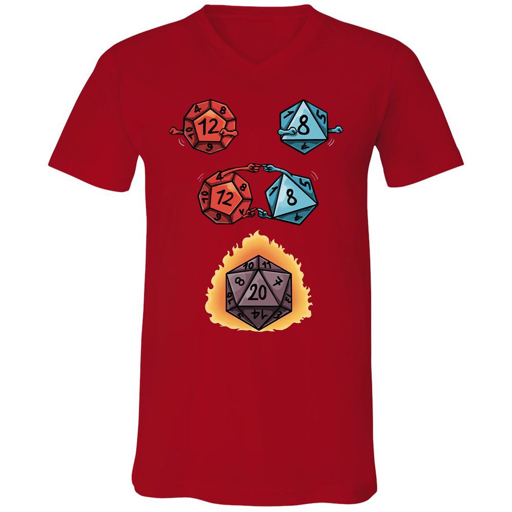 Dice Fusion RPG Unisex V-Neck T-Shirt - Red - 3