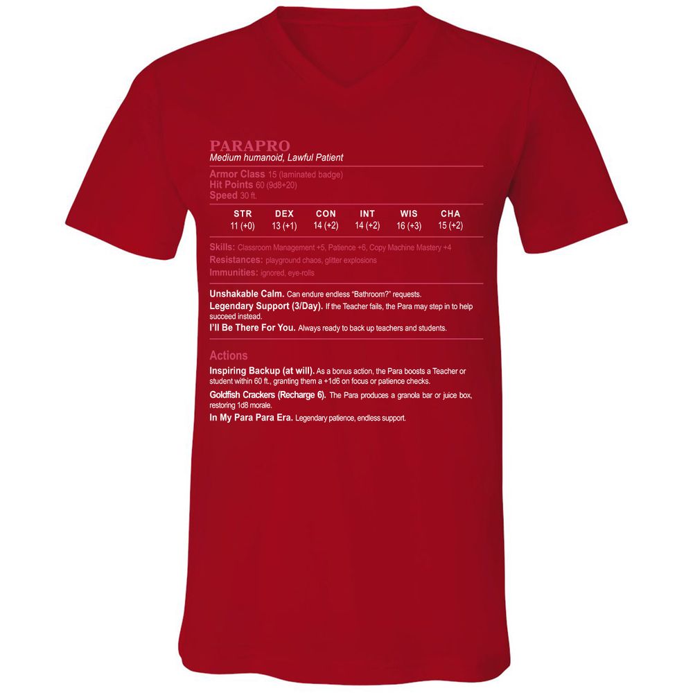 para Unisex V-Neck T-Shirt - Red - 3