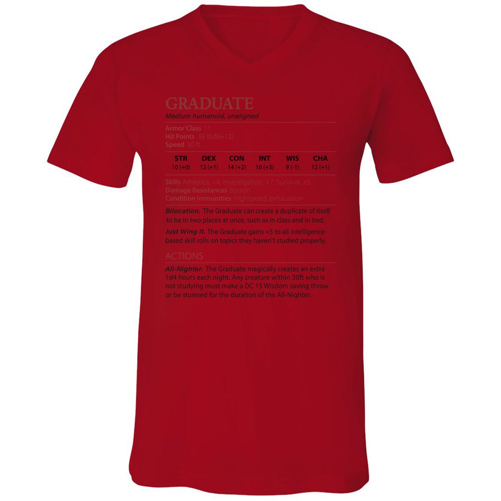 Graduate Stats Unisex V-Neck T-Shirt - Red - 3