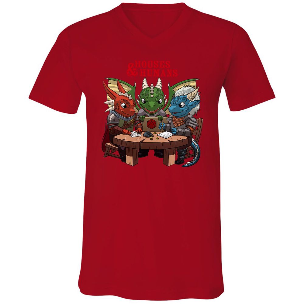 Houses & Humans Unisex V-Neck T-Shirt - Red - 3