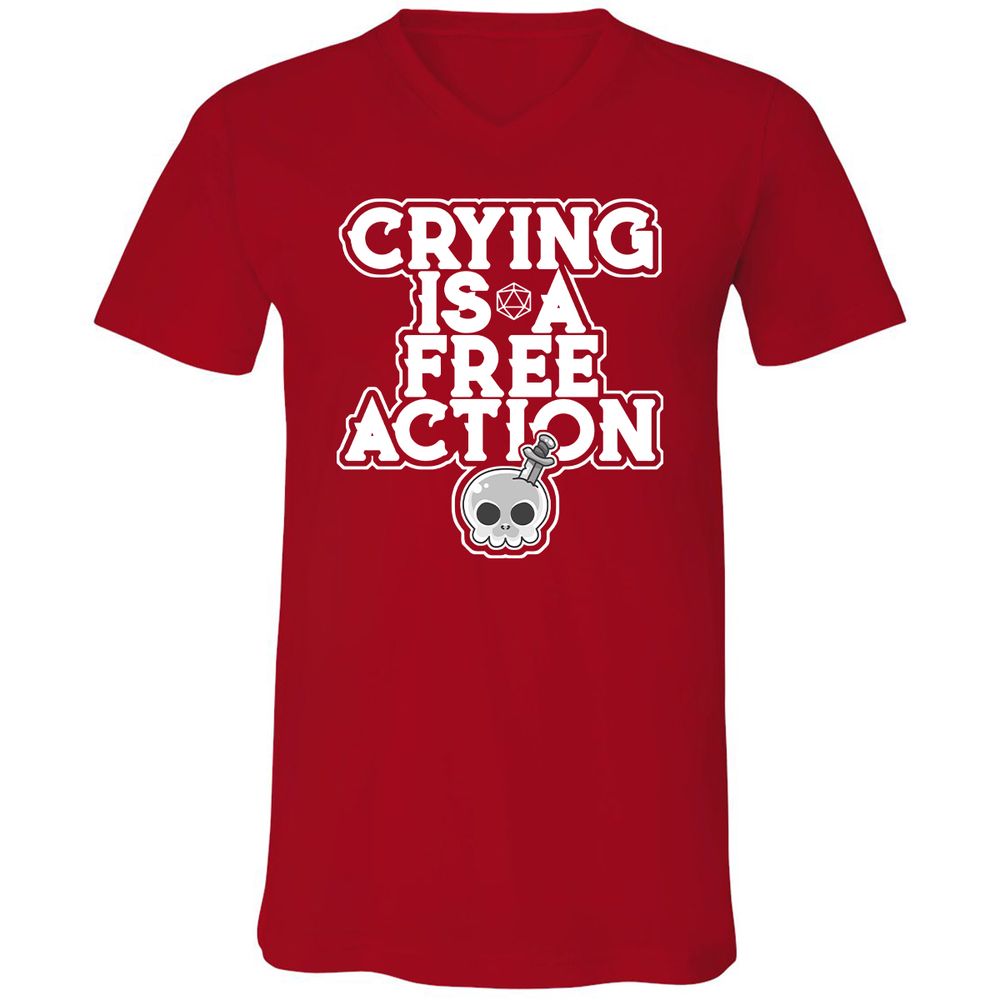 Crying Is A Free Action Unisex V-Neck T-Shirt - Red - 3