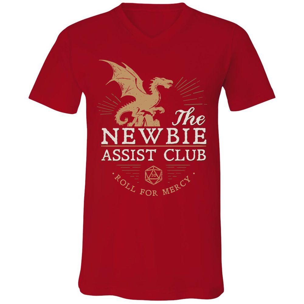 The Newbie Assist Club Unisex V-Neck T-Shirt - Red - 3