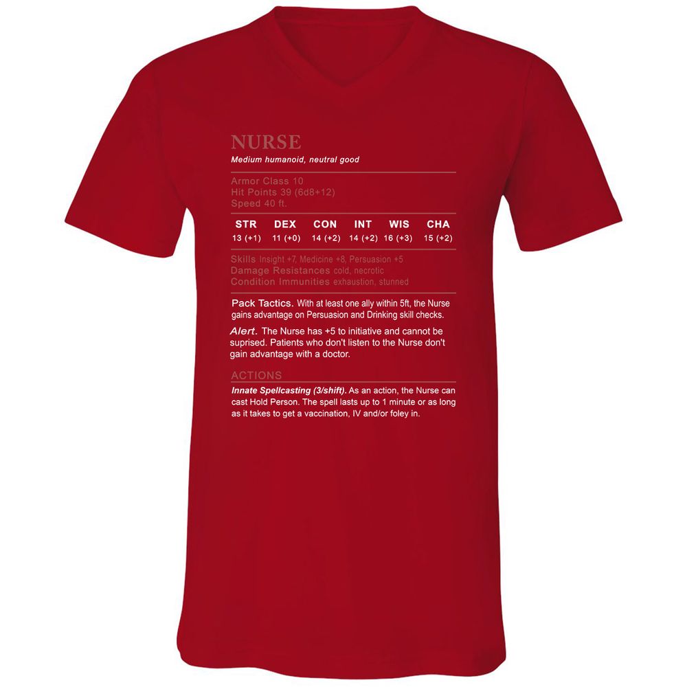 Nurse Stats 2 Unisex V-Neck T-Shirt - Red - 3