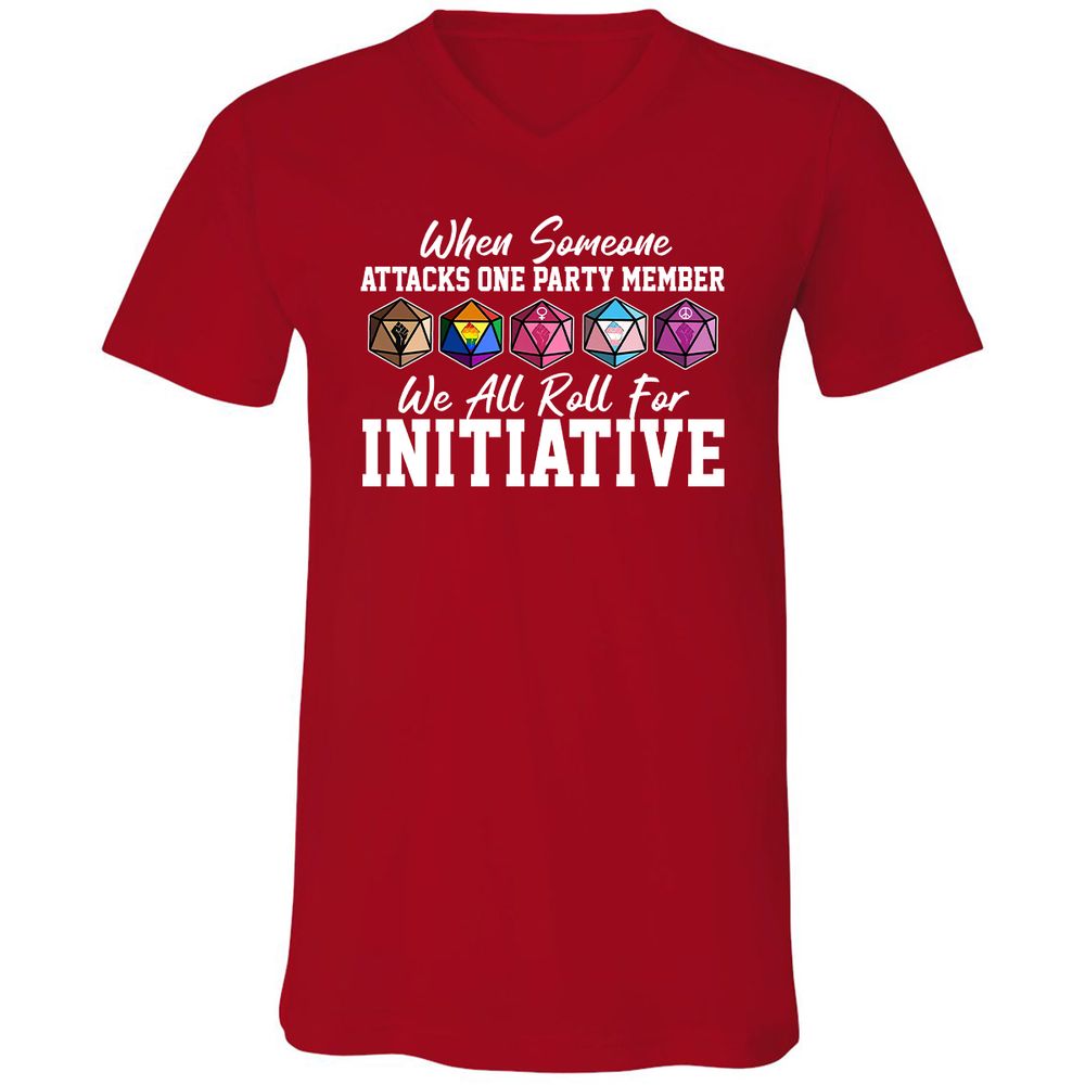 LGBT Roll For Initiative Unisex V-Neck T-Shirt - Red - 3