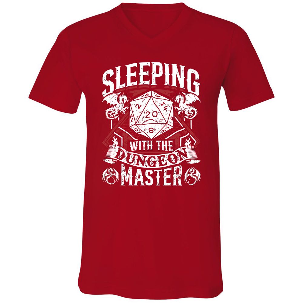 Sleeping With The DM Unisex V-Neck T-Shirt - Red - 3