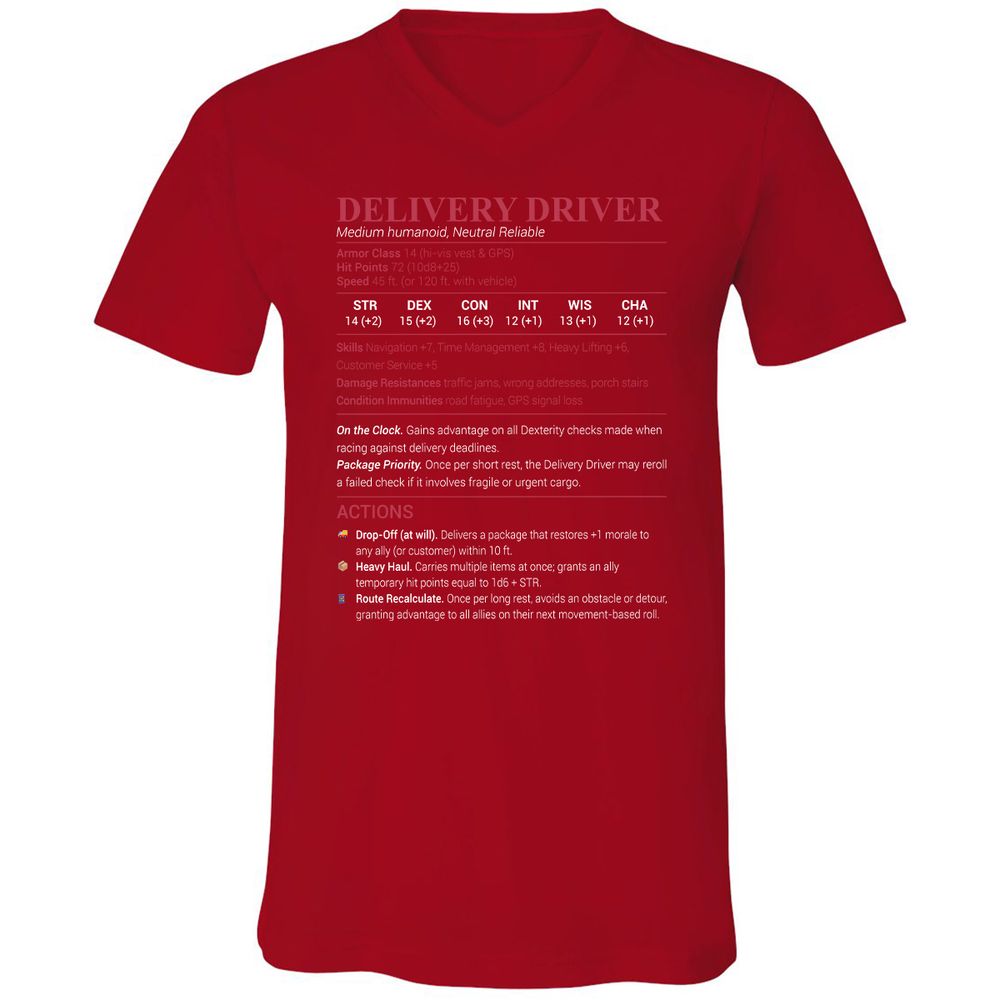 Delivery Driver Unisex V-Neck T-Shirt - Red - 3