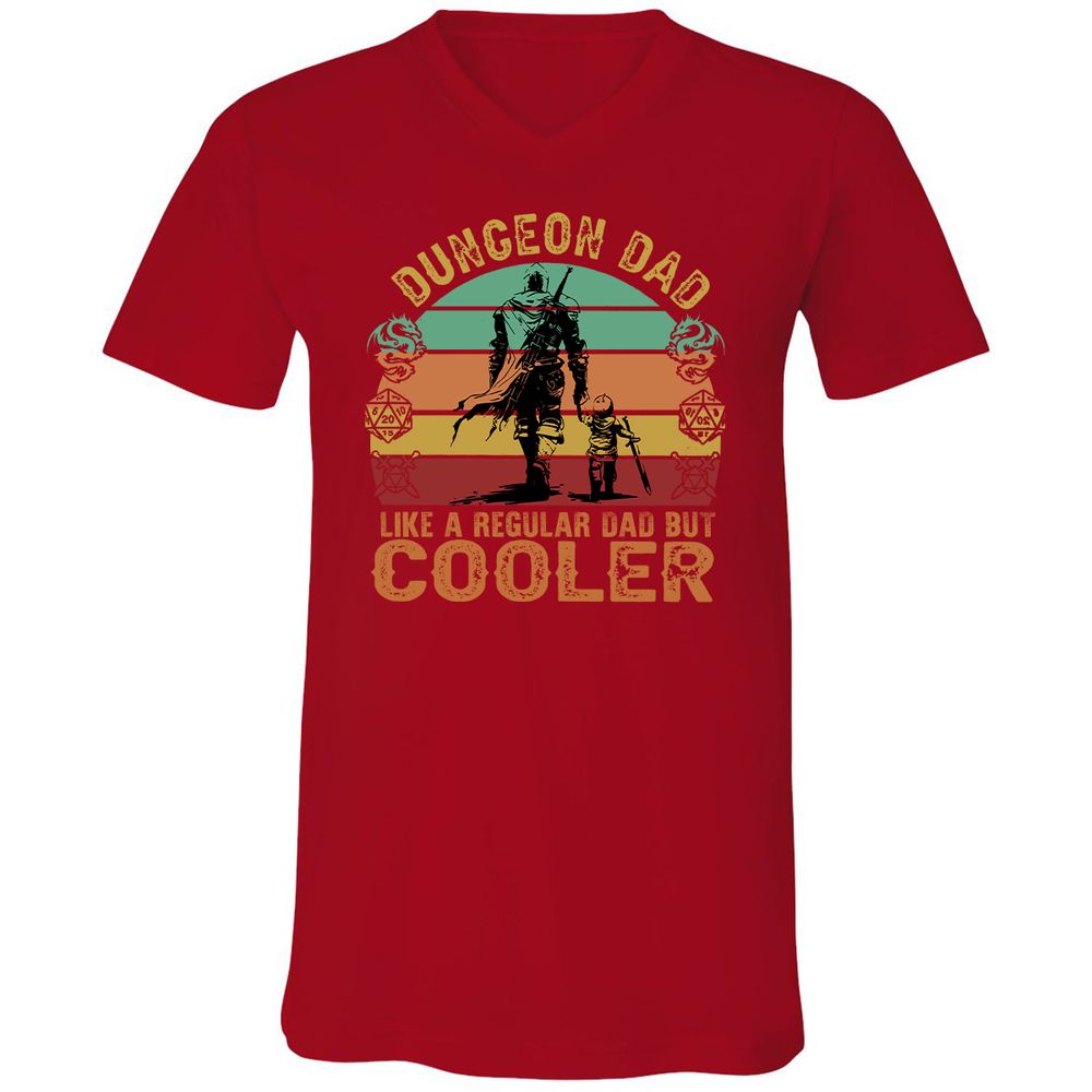 Dungeon Dad Like A Regular Dad Unisex V-Neck T-Shirt - Red - 3