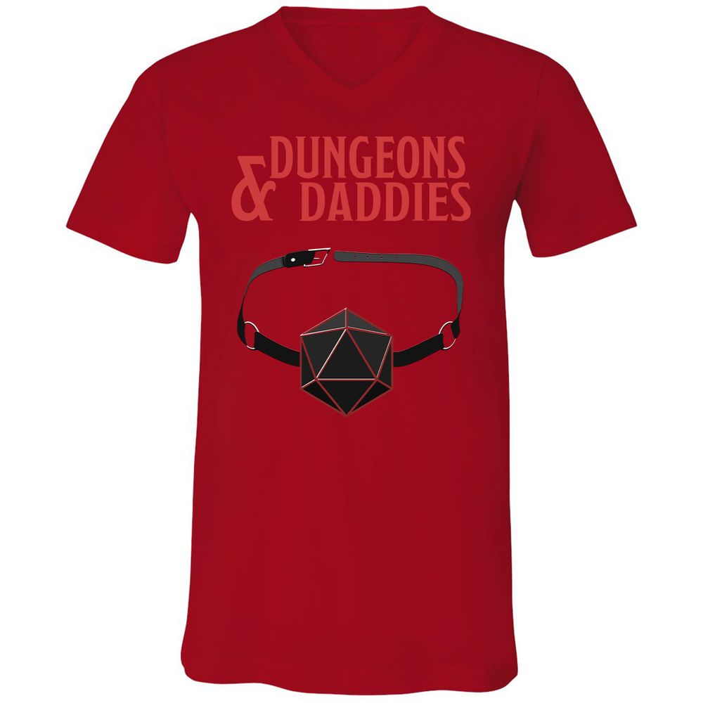 Dungeons And Daddies Unisex V-Neck T-Shirt - Red - 3