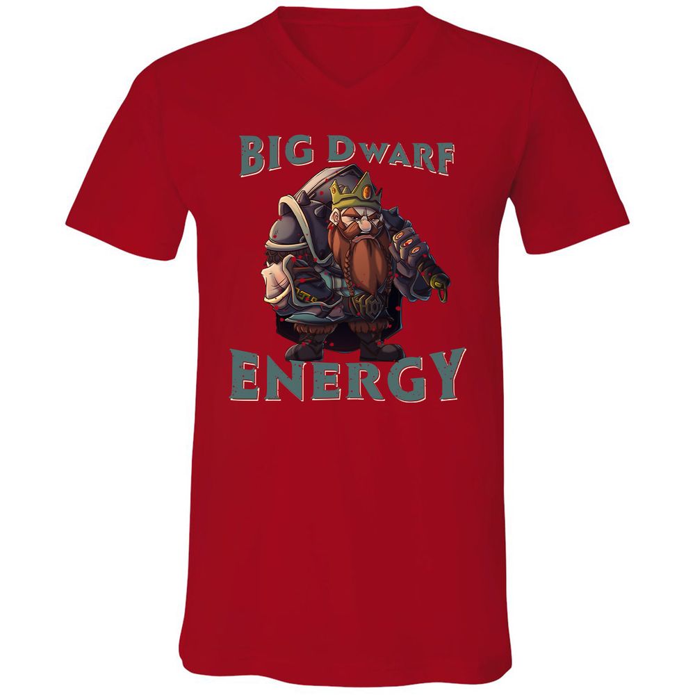 Big Dwarf Energy Unisex V-Neck T-Shirt - Red - 3