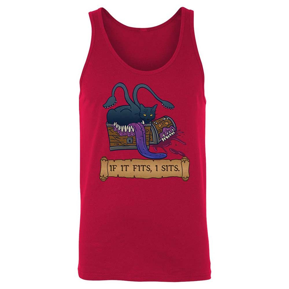 If It Fits I Sits Unisex Jersey Tank - Red - 3