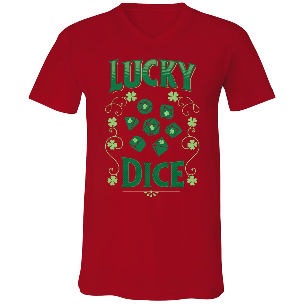 Lucky Dice Unisex V-Neck T-Shirt - Red - 3