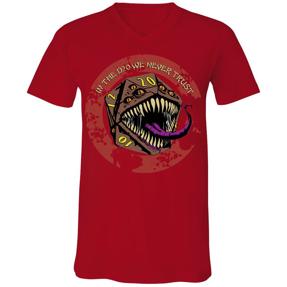 In The D20 We Never Trust Unisex V-Neck T-Shirt - Red - 3